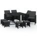 Mobilier à dîner de jardin et coussins 9pcs Résine tressée Noir - Photo n°1