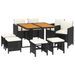 Mobilier à dîner de jardin et coussins 9pcs Résine tressée Noir - Photo n°3