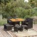 Mobilier à dîner de jardin et coussins 9pcs Résine tressée Noir - Photo n°1