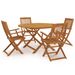 Mobilier à dîner de jardin pliable 5 pcs Bois d'acacia solide 3 - Photo n°1