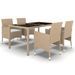 Mobilier à dîner jardin 5 pcs Résine tressée verre trempé Beige - Photo n°1