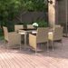 Mobilier à dîner jardin 7 pcs Résine tressée verre trempé Beige - Photo n°1