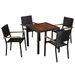 Mobilier d'extérieur 5 pcs Résine tressée et bois d'acacia Noir - Photo n°1
