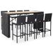 Mobilier de bar 9 pcs Résine tressée et bois d'acacia Noir - Photo n°1