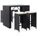 Mobilier de bar d'extérieur 5 pcs Résine tressée et verre Noir - Photo n°1