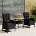 Mobilier de bistro de jardin 3 pcs Résine tressée Noir - Photo n°2