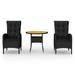 Mobilier de bistro de jardin 3 pcs Résine tressée Noir - Photo n°1