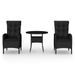 Mobilier de bistro de jardin 3 pcs Résine tressée Noir - Photo n°1
