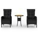 Mobilier de bistro de jardin 3 pcs Résine tressée Noir - Photo n°2