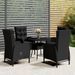 Mobilier de bistro de jardin 5 pcs Résine tressée Noir - Photo n°1