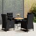 Mobilier de bistro de jardin 5 pcs Résine tressée Noir - Photo n°1