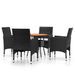 Mobilier de salle à manger de jardin 5 pcs Résine tressée Noir - Photo n°2