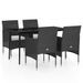 Mobilier de salle à manger de jardin avec coussins 5 pcs Noir 3 - Photo n°1