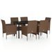 Mobilier de salle à manger de jardin coussins 7 pcs Marron/noir - Photo n°1