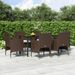 Mobilier de salle à manger de jardin coussins 7 pcs Marron/noir - Photo n°1