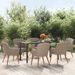 Mobilier de salle à manger de jardin et coussins 7 pcs Marron - Photo n°1