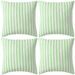Oreiller d'extérieur 4pcs Impression rayure 45x45 cm Vert pomme - Photo n°1