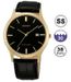 Orient Basic Quartz -gent - Ss Gold Plated Case - Leather Strap - Black Dial - Quartz - Time-date-day - Mineral Glass - 40mm - 3atm FUNA1001B0 - Photo n°1