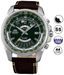 Orient Multi Year Gmt Chrono Worldtime - Automatic - Complex Calendar (day, Date, Month, Year) - S/s Case - Brown Leather Strap - Green Dial - Silver/green Inner Bezel - Mineral Glass - Wr 100m - FEU0B003FH - Photo n°1