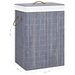 Panier à linge avec 2 sections bambou gris 72 L - Photo n°9