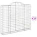 Paniers à gabions arqués 15 pcs 200x30x160/180 cm Fer galvanisé - Photo n°2