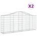 Paniers à gabions arqués 2 pcs 200x30x80/100 cm Fer galvanisé - Photo n°2