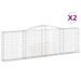 Paniers à gabions arqués 2 pcs 400x30x120/140 cm Fer galvanisé - Photo n°2