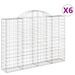 Paniers à gabions arqués 6 pcs 200x30x140/160 cm Fer galvanisé - Photo n°2