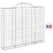 Paniers à gabions arqués 8 pcs 200x30x160/180 cm Fer galvanisé - Photo n°2