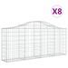 Paniers à gabions arqués 8 pcs 200x30x80/100 cm Fer galvanisé - Photo n°2