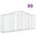 Paniers à gabions arqués 9 pcs 200x30x80/100 cm Fer galvanisé - Photo n°2