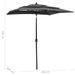 Parasol à 3 niveaux avec mât en aluminium Anthracite 2x2 m - Photo n°6