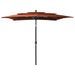 Parasol à 3 niveaux avec mât en aluminium Terre cuite 2,5x2,5 m - Photo n°1