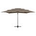 Parasol à 4 niveaux avec mât en aluminium Taupe 250x250 cm - Photo n°7