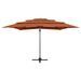 Parasol à 4 niveaux avec mât en aluminium Terre cuite 250x250cm - Photo n°4