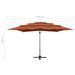 Parasol à 4 niveaux avec mât en aluminium Terre cuite 250x250cm - Photo n°9