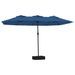 Parasol à double tête avec LED bleu azuré 449x245 cm - Photo n°1