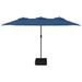 Parasol à double tête avec LED bleu azuré 449x245 cm - Photo n°4