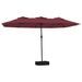 Parasol à double tête avec LED rouge bordeaux 449x245 cm - Photo n°1