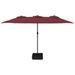 Parasol à double tête avec LED rouge bordeaux 449x245 cm - Photo n°4