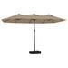 Parasol à double tête avec LED taupe 449x245 cm - Photo n°1