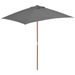 Parasol avec mât en bois 150 x 200 cm Anthracite - Photo n°1
