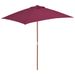 Parasol avec mât en bois 150 x 200 cm Bordeaux - Photo n°1