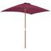 Parasol avec mât en bois 150 x 200 cm Bordeaux - Photo n°5