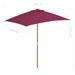 Parasol avec mât en bois 150 x 200 cm Bordeaux - Photo n°8