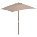 Parasol avec mât en bois 150 x 200 cm Taupe - Photo n°1