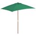 Parasol avec mât en bois 150 x 200 cm Vert - Photo n°1