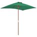 Parasol avec mât en bois 150 x 200 cm Vert - Photo n°5