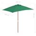 Parasol avec mât en bois 150 x 200 cm Vert - Photo n°8