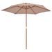 Parasol avec mât en bois 270 cm Taupe - Photo n°3